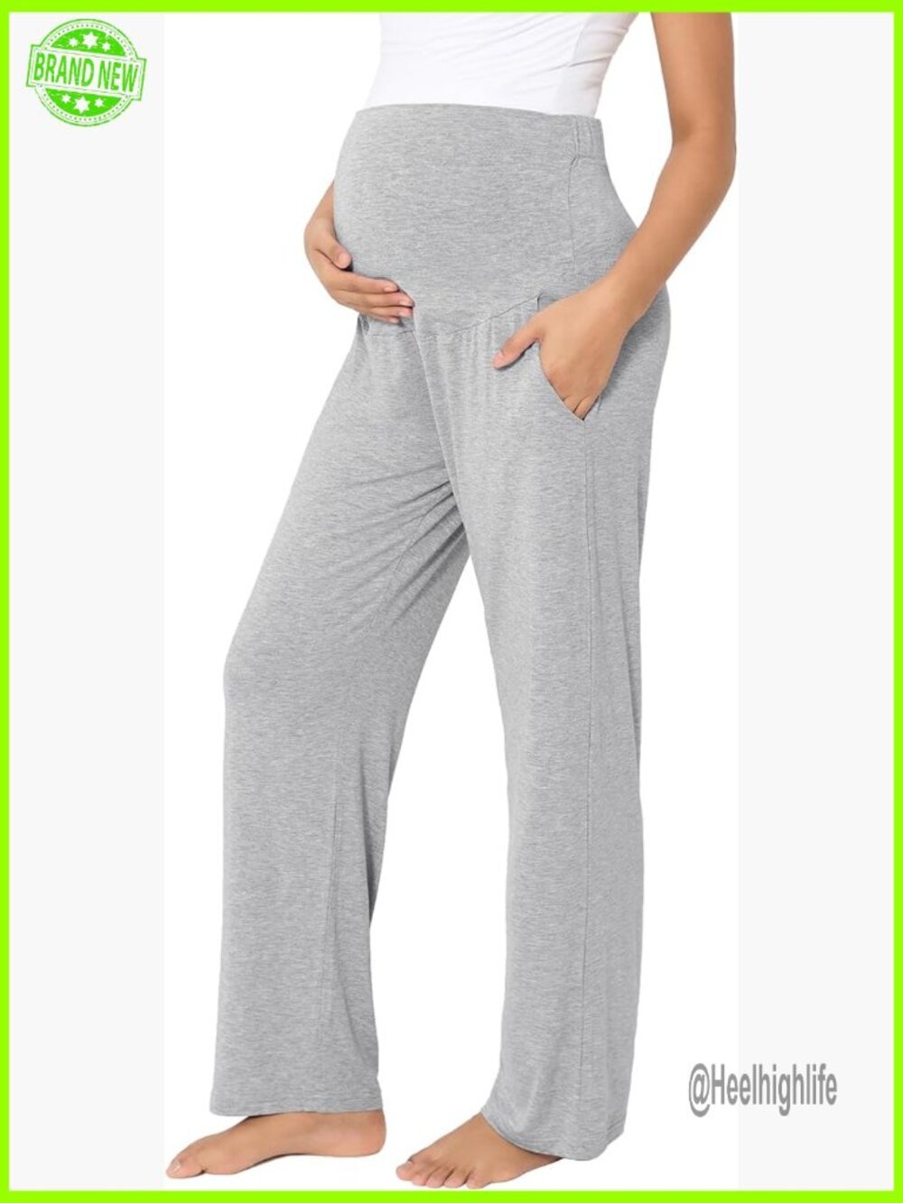 Maternity Pajama Pants Viscose Bamboo Soft Stretchy Lounge Pants with Pockets